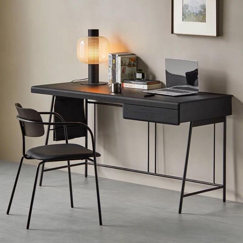 意式极简书桌轻奢现代简约设计师家用办公桌书房北欧实木电脑桌