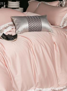 少女心高级感裸睡床单四件套全棉纯棉被套轻奢100S长绒棉床上用品