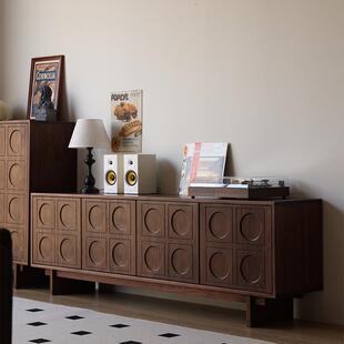 中实木法式客厅古风黑胡桃木实木电视柜复古北美原木地柜全中古风