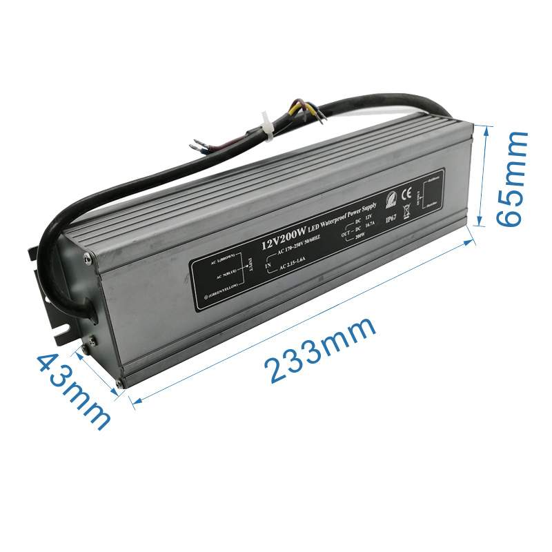 220v转12V16.7A恒压防水开关电源200W灯箱LED灯带驱动IP67足功率
