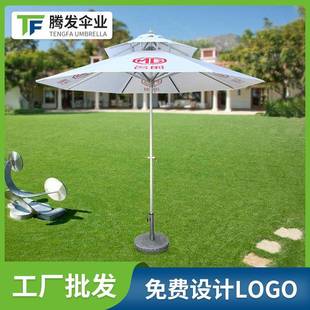 2.7米双层手摇铝合金中柱伞防雨工具遮阳伞直对支持