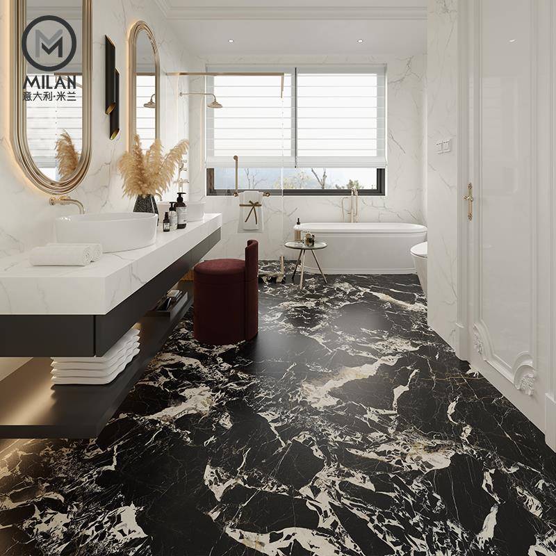 真石质感拿破仑金柔光大理石瓷砖客厅地板砖厨房卫生间墙砖75x150