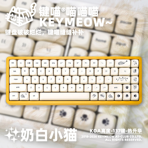 键喵极简奶白小猫球帽