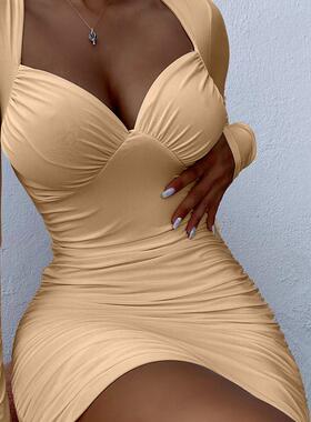 Sylph Club?Dresses Solid Bodycon Dress For Women Party Night