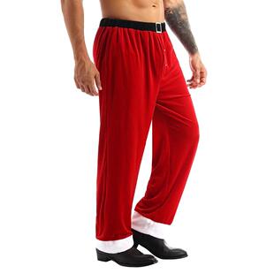Pants Christmas Santa Mens Holiday Velvet Claus Carniva Soft