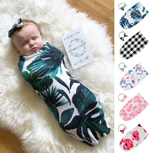 Newborn Baby Swaddle Wrap Blanket Sleeping Bag Sleep Headban