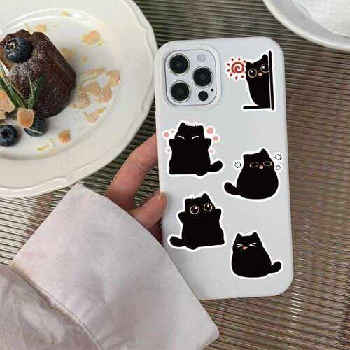 小猫咪黑煤球贴纸笔记本电脑可爱