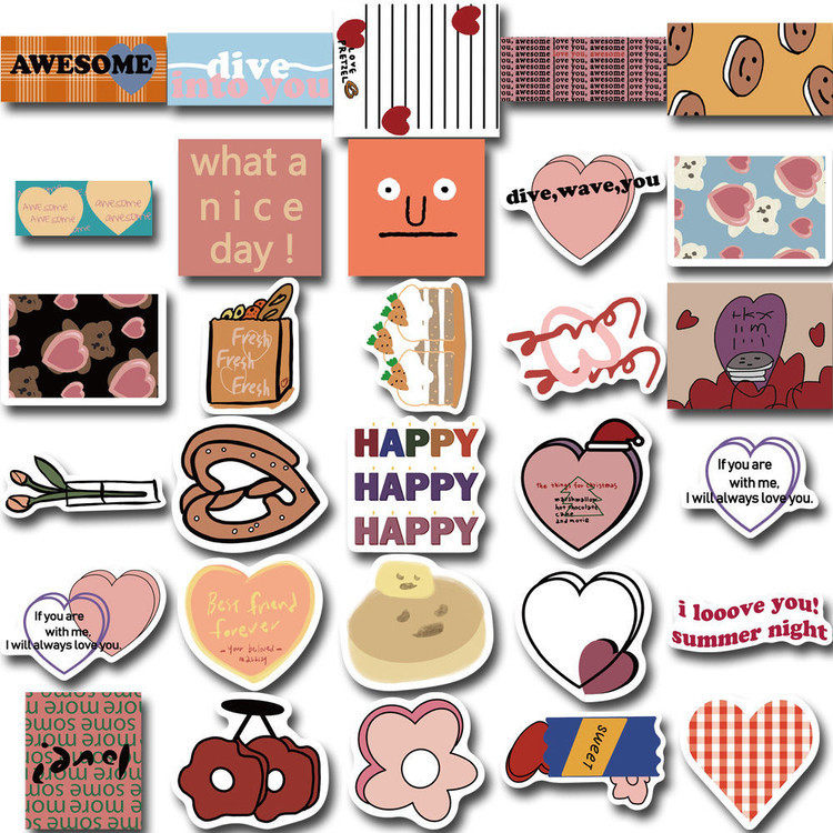 韩国MAZZZZY90张贴纸少女心手机壳ins风手帐笔记本电脑装饰贴画