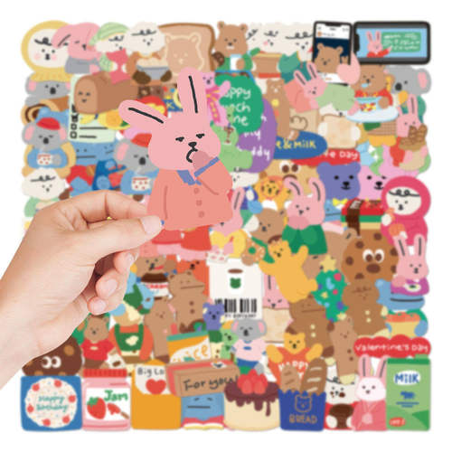 韩国小熊兔子贴纸相册装饰贴画