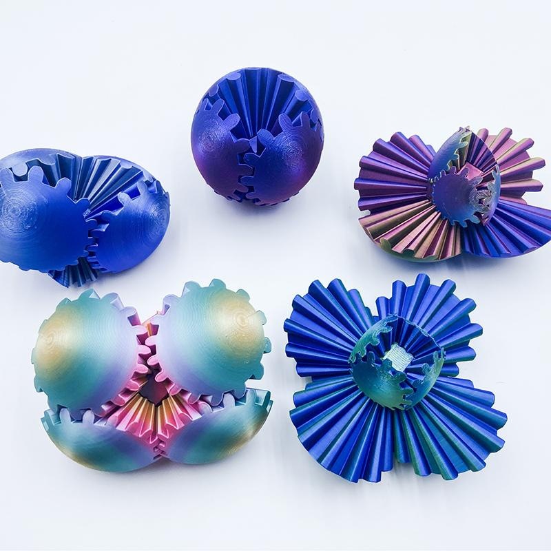 3D打印齿轮球指尖球齿轮花立体魔方旋转空间桌面装饰解压儿童玩具