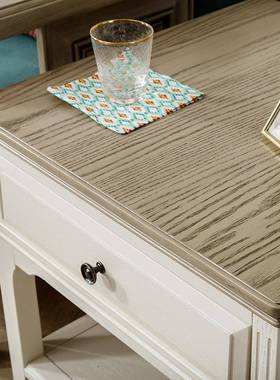 美式白色全具实木29642边沙几发方几简美厅奶油风客家角几沙发边