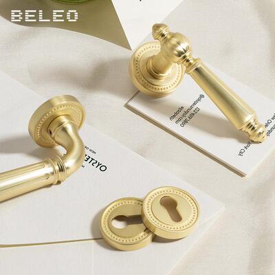 贝吸雷欧卧室磁静音轻法油式奶风门奢锁家用欧式房间木复古门9738