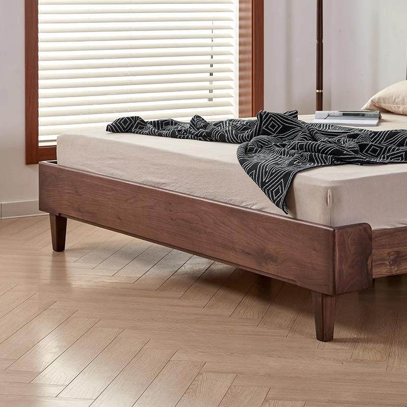 北美胡桃家木床实木室简约复古风双58079人大黑床卧具原木主卧悬