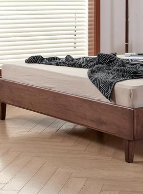 北美胡桃家木床实木室简约复古风双58079人大黑床卧具原木主卧悬