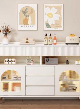 超水薄20cm奢奶风碗柜一体靠cXrwD6nd墙储物柜岩板餐边轻油柜简约