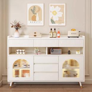 超水薄20cm奢奶风碗柜一体靠cXrwD6nd墙储物柜岩板餐边轻油柜简约