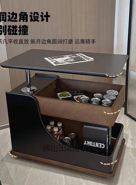 法复古黑色移22148动边几可升降茶边几柜现代小简约户式型客厅家