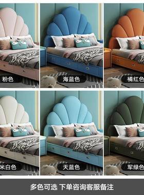 儿女孩次卧储物FS-LPHS-代全实木公主床床现简约小学生女生单人童