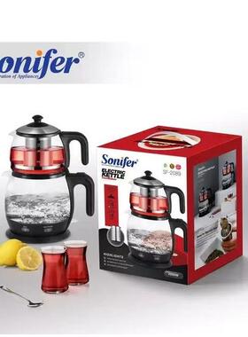 欧规跨境装多套功能创44126意双层土耳烧水壶子母壶玻璃其壶