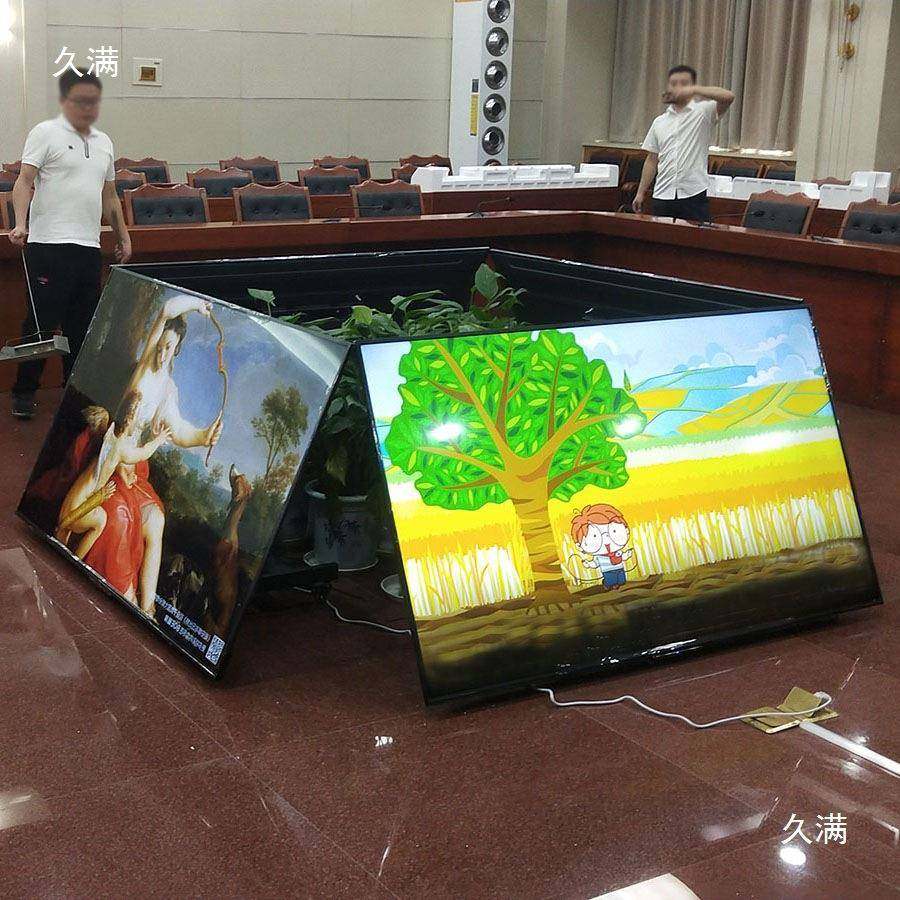 落电视支架台舞地矮大屏可移动tj#sdloj三角推车台会议反看俯仰角