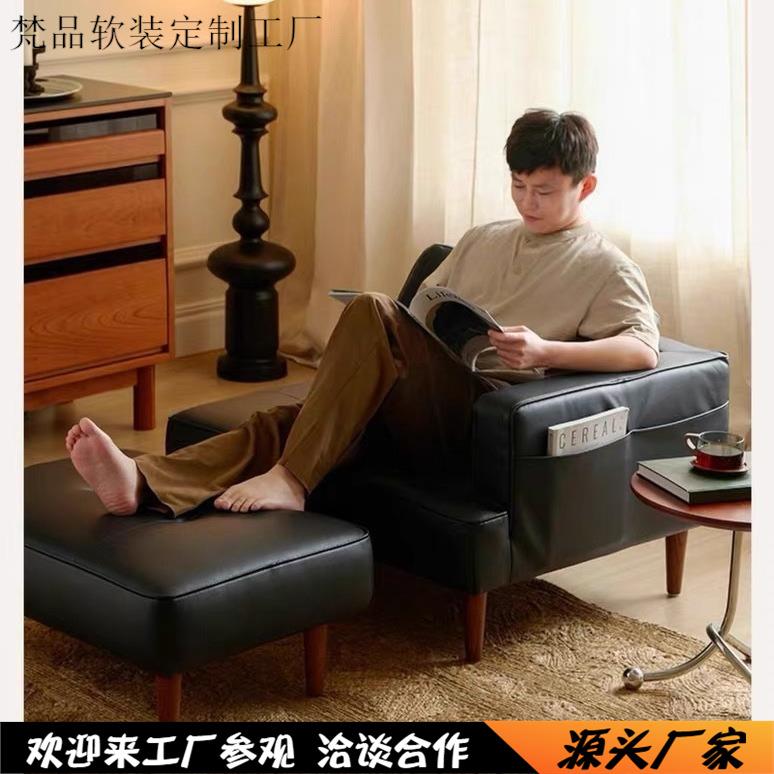 复古风猫抓皮黑色发客厅小型皮沙55131艺拐角转户角合沙发居组家