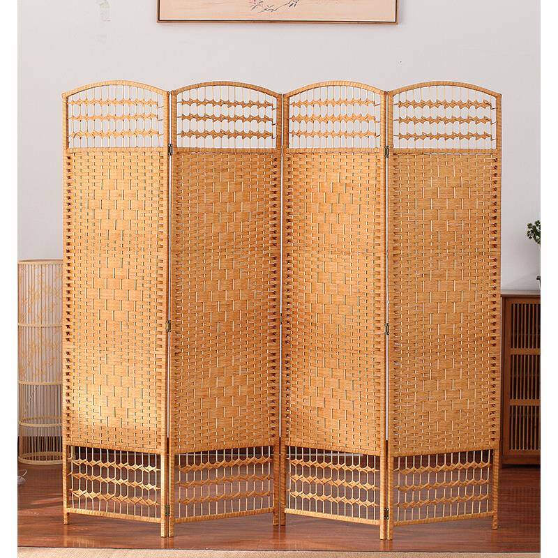 草动编屏隔断现代简木约客厅卧IQL室阳台风家用藤编折屏折叠移实