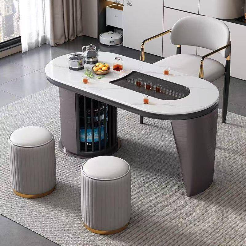 意式岩板茶椅组合台家阳KRQ茶桌几简约现代办公茶用桌一体一整套