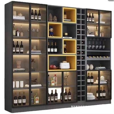 水边实木酒柜高柜一JGD体靠墙现代轻奢客厅物餐厅餐柜家用茶收纳