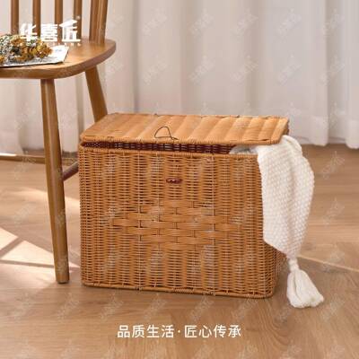 LX048形纽扣翻盖收方纳52146筐家用物衣物物框手工储杂编织