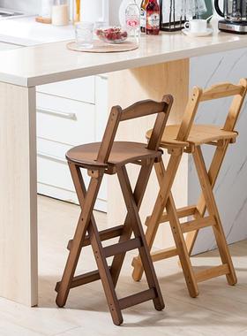 便携折叠竹子靠背家用吧台凳子省空VGU间简约前台酒脚吧椅椅意高