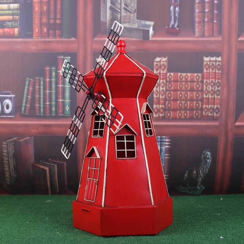 复古JAP铁皮摆风车型橱模窗摄影陈列道飞车具模型铁艺风车件