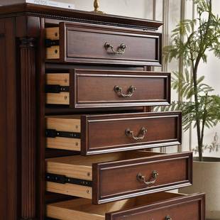 美式 斗卧室七斗收柜储物客柜厅复古抽纳屉组 斗柜实木五斗柜2401