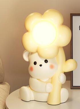 熊抱花小夜创灯卧室爱睡眠灯头可奶油风卧SHBJ2541室床柜装饰工艺