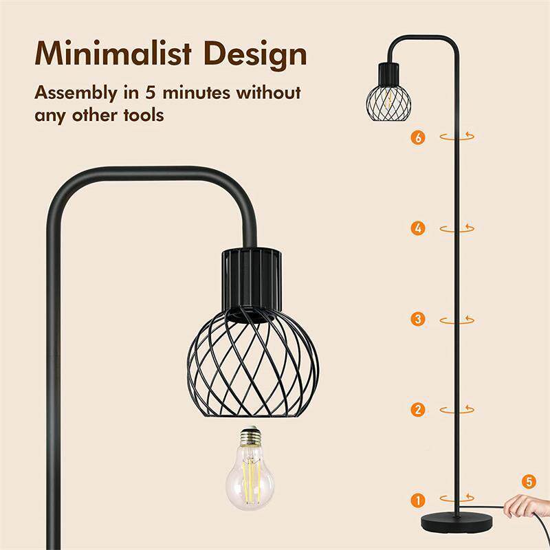 角工业风落地灯客厅沙35574发简约办室书房美式乡公村复地古卧室