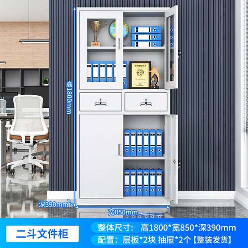 钢制办室文件柜财公务证柜资s-001料档案柜带锁铁皮收柜书柜储凭