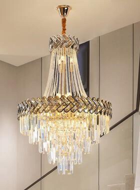 复式楼大吊灯轻客厅水晶灯别简墅中空挑高灯具代约奢现87174非标工程灯