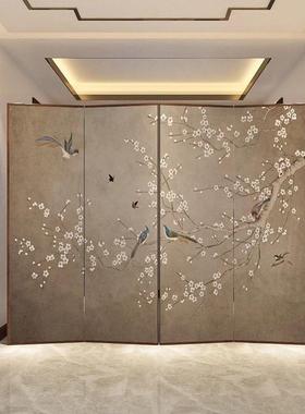 花鸟屏风隔客厅新式实木折叠移动室家用内可订进门办公PFS53550室