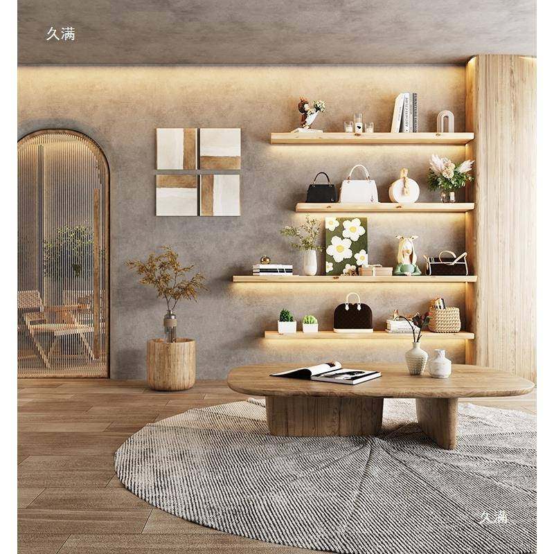 墙展上置物原木字隔架板上墙书架墙壁示架自然边异形壁挂一层tj#u