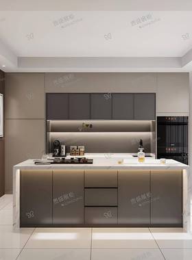 吧台板客16550厅单独大理石台餐边工柜业风隔断餐桌中岛一体岩做饭岛台