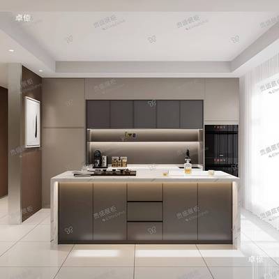 吧台板客16550厅单独大理石台餐边工柜业风隔断餐桌中岛一体岩做饭岛台