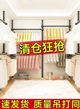 顶天立地衣架间落j6435213地卧室台置衣架衣帽挂架组装衣简易衣柜