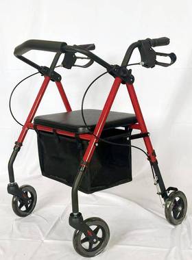 跨3695境便携折叠四轮手助行车可坐可行推代步助行老人多能走功助