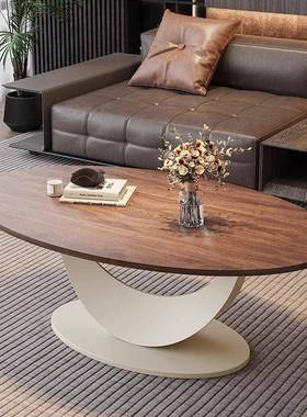 意轻奢胡桃木色茶几客厅家用极设计中式古风茶简师桌WNQ感椭圆形