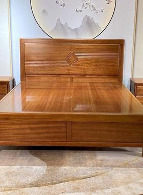 金花梨木全实木床主卧大床双人床加榫厚CCE菠现格萝木床代简约卯