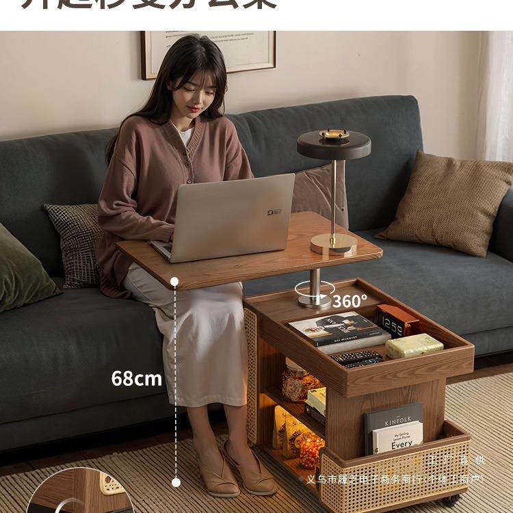 实木移动茶户几发可升降式小型客车厅家用HZP沙边柜小推巴士边几