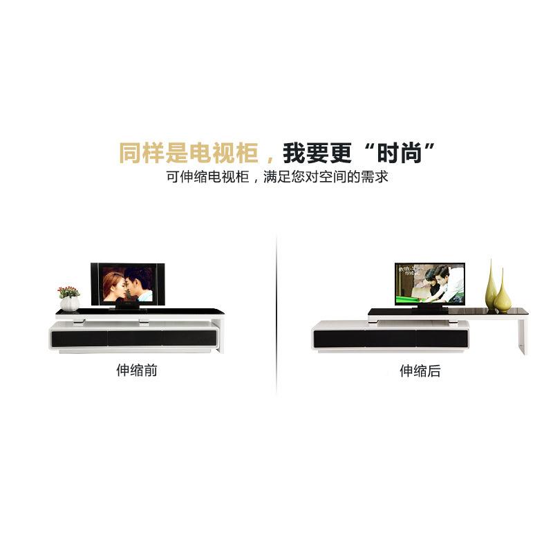 视电柜钢化RRK玻璃现代客厅白烤漆储物黑创意几茶电视柜组合