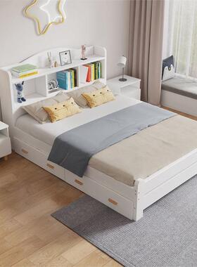 Yl架a简约现代实木32785成床1.5米床家用人床人1米实木床单双人床