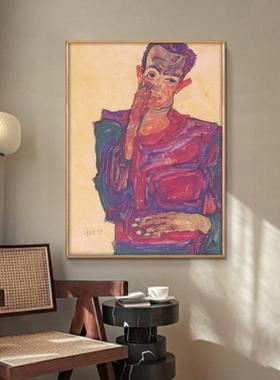 埃贡席勒界UGV油画世名画抽象人书物装饰画欧式人像画房厅餐挂画