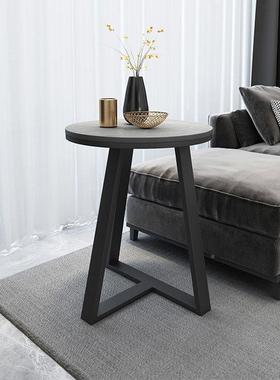 岩茶几轻奢小RGW户型沙发边几角现几客厅台阳板休闲圆形小桌子代