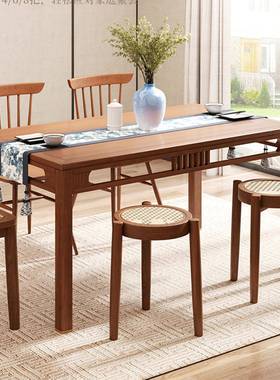 家用藤靠编桌凳子实餐木AL102202餐椅子椅意式中古网红书桌背椅可